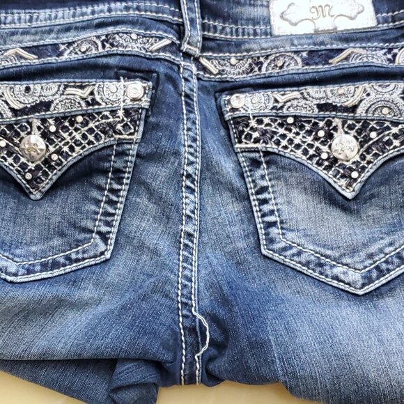 Miss Me Mid-Rise Easy Boot Y2K Bootcut Embellished Denim Jeans Size 30 - Picture 8 of 14